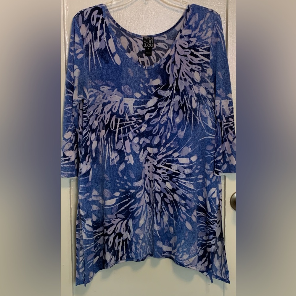Clara Sun Woo Oversized 3/4 Sleeve  Tunic Abstract Floral